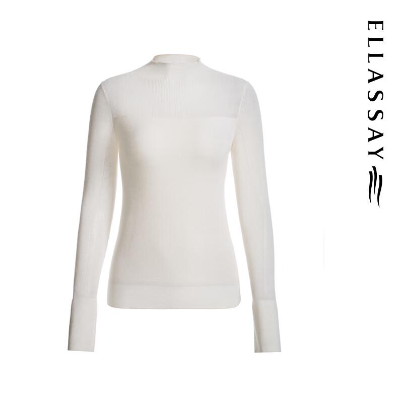 ELLASSAY Women's 100% Merino Wool Semi-High Neck Slim Fit Knit Top