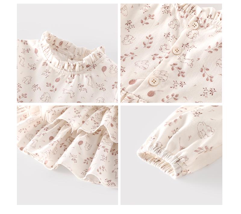 2025 Autumn Girls' Floral Cartoon Cake Dress - Korean Style Children's Outfit