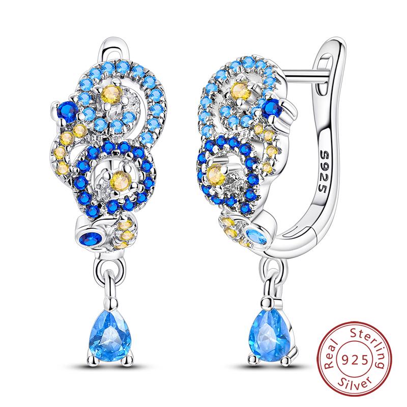 New 925 Silver Hoop Earrings Bow Strawberry Cherry Cream Sunflower Hoop Earrings For Women Fashion Party Jewelry Gift