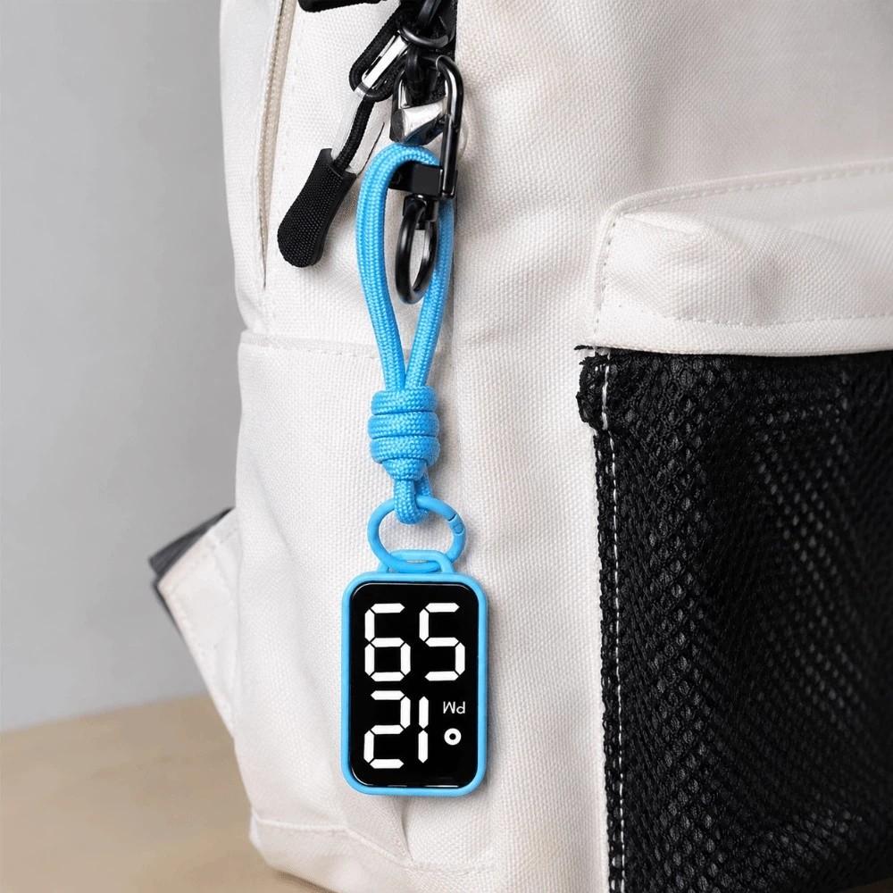 Big Numbers Pocket Watch Keychain LED Digital Watch Portable Electronic Hanging Watch  Kid Adult