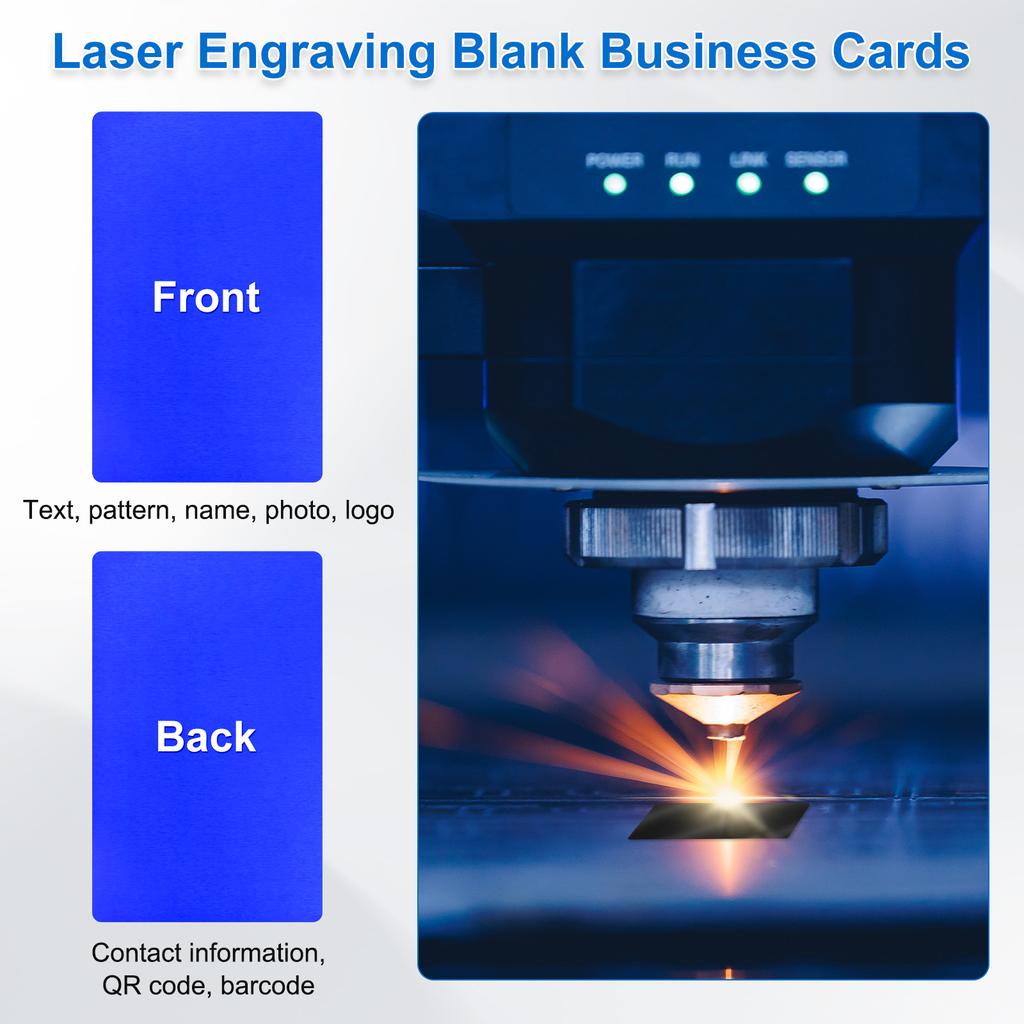 100Pcs Metal Business Cards for CNC Engraver Laser Engraving Blank Aluminium Sheet for Personalized/Customer DIY Gift/Name Plate