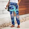Women Abstract Printing Pants Lace Up Elastic Waist Loose  Trousers Casual Long Pants Trousers with Pockets