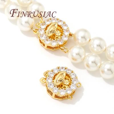 18K Gold Plated Brass with Zircon Round Clasps For Jewelry Locks For Bracelets,Safety Clasps Accessories DIY Necklace Findings
