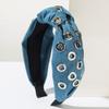Wide Denim Headband Y2K Hollowed Out Eyelets Headband Hair Accessories Punk Hairband  Party