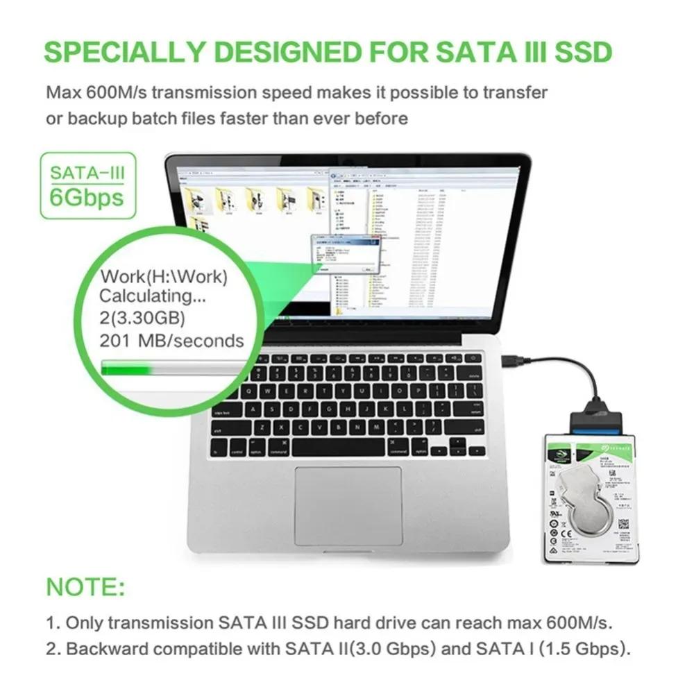 SATA To USB 3.0 Type-C Cable Up To 6 Gbps for 2.5 Inch External HDD SSD Hard Drive SATA 3 22 Pin Data Transfer Adapter