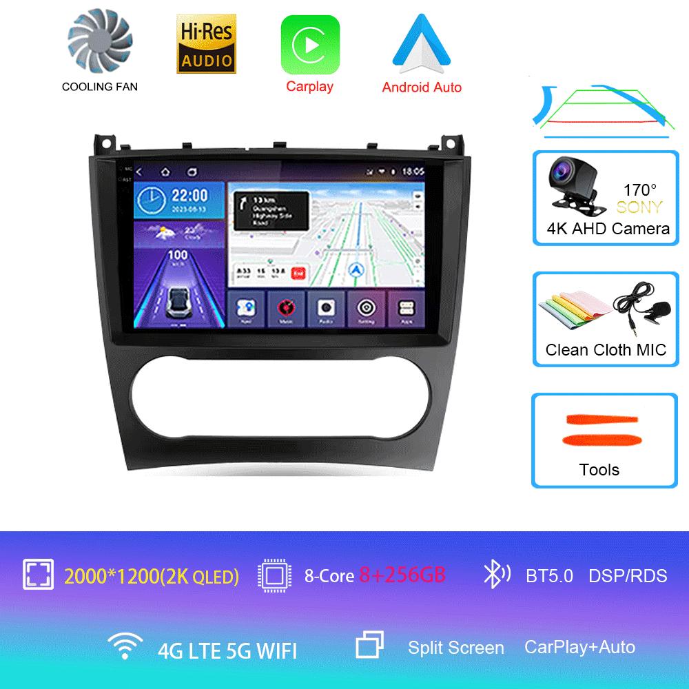 Radio auto Android 14 Carplay pentru Benz W203 W209 C180 C200 C220 C230 2004 - 2011, navigație GPS, player multimedia, wifi + 4G BT Auto