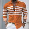 Spring/Autumn New Arrival Men's Striped Long-Sleeve Shirt - European and American Style Casual Lapel Slim Fit