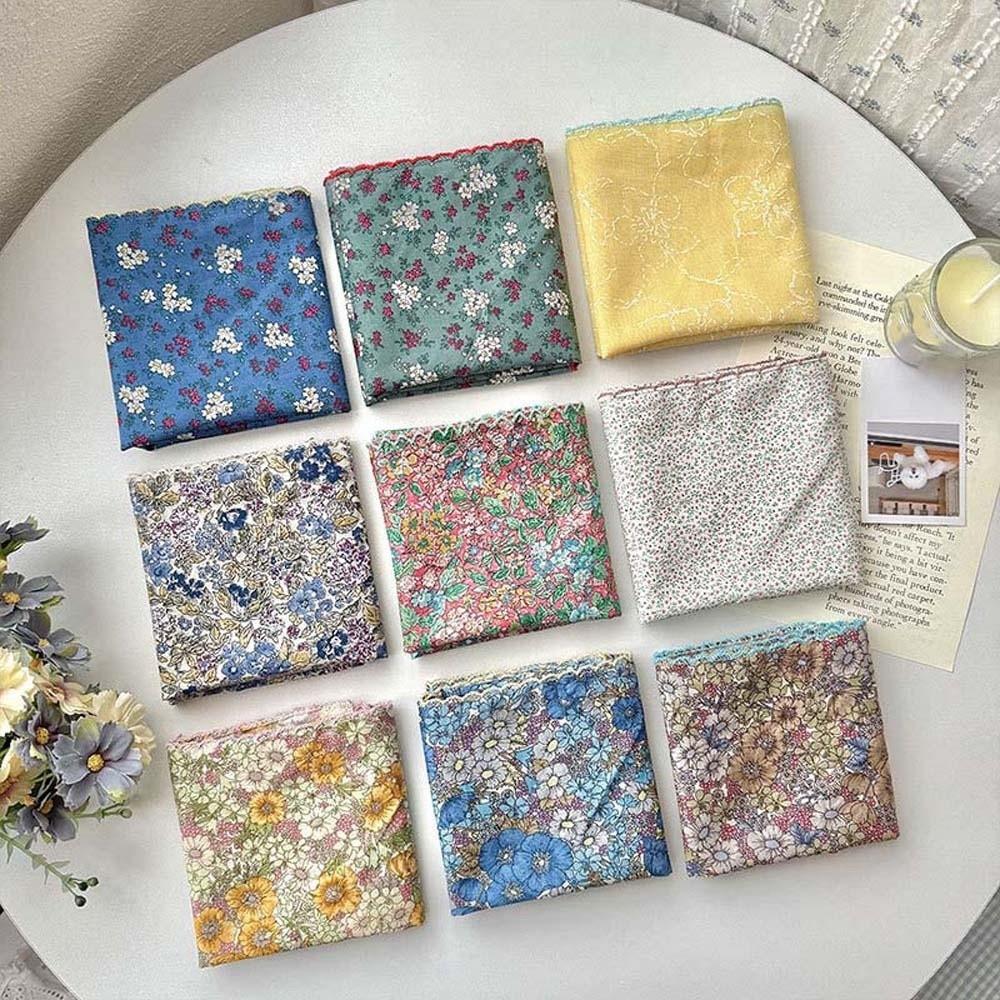 Breathable Small Square Scarf Lightweight Sunshade Floral Patterned Headscarf Headband Sweet Printed Silk Scarf Bag Accessories