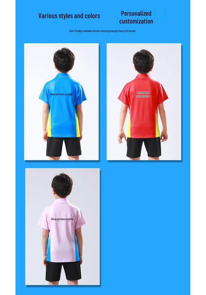 Quick-Dry Table Tennis & Badminton Clothing Set: Kids' Polo & Adult Short Sleeve