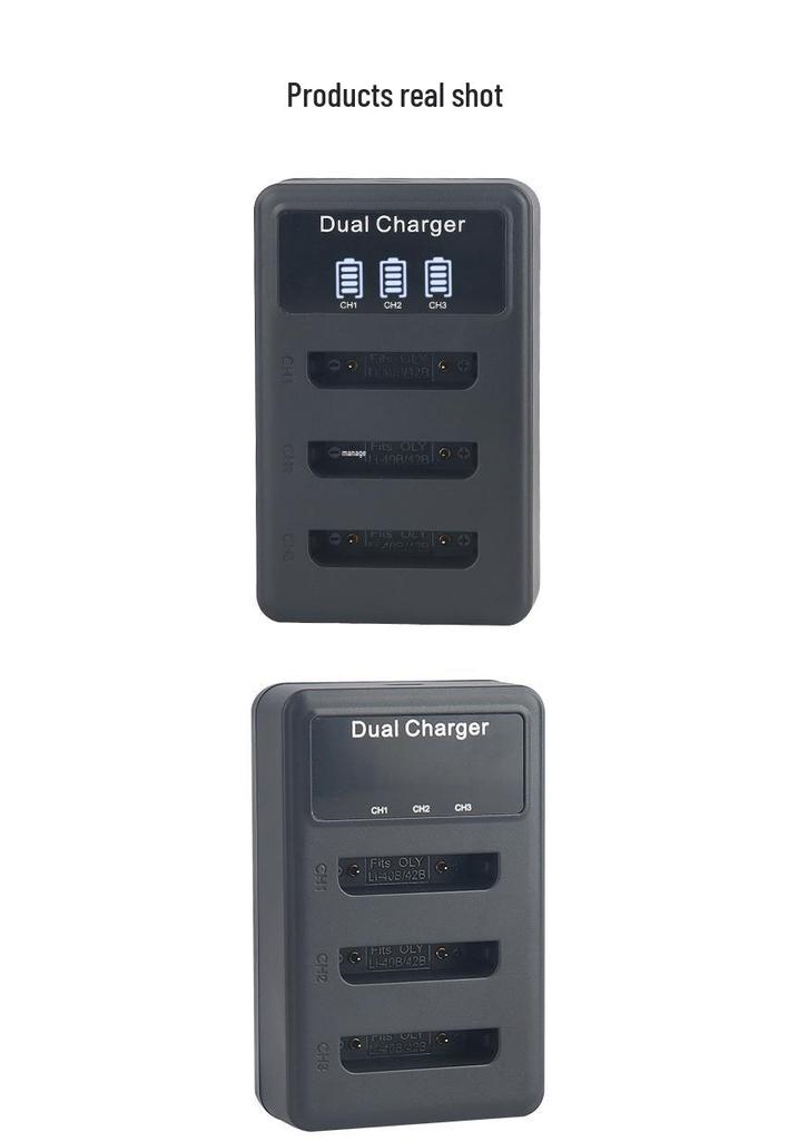 USB Triple Charger for Olympus LI-42B, LI42B, 40B, ENEL10, FUNP45 Camera Batteries