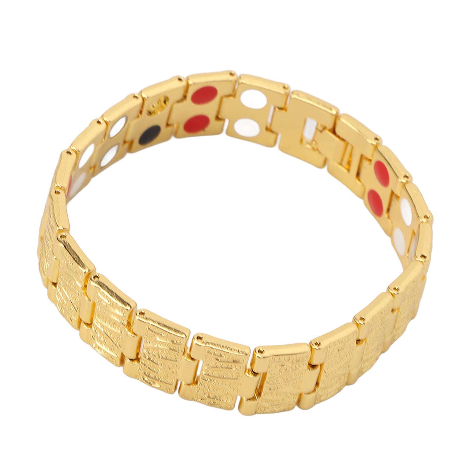 Модный магнитный браслет Двухрядный магнит Регулируемый Титановая сталь Браслет для похудения Золотой золотой