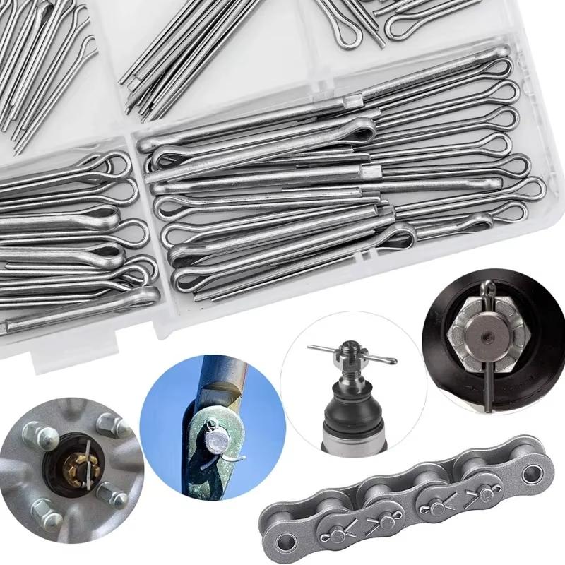 150/230/340PCS Split-Pins / Split Cotter Pins Stainless Steel A2-Marine Grade (304) +Box Steel Hard Case Link Assortment