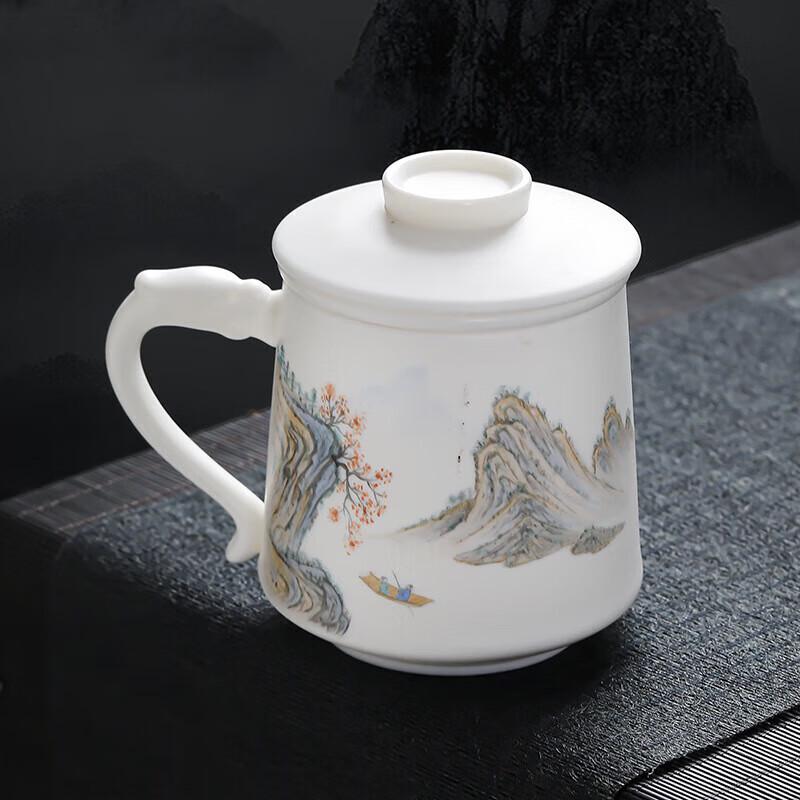 Dehua Ceramic Tea Separation Office Mug with Crystal Infuser
