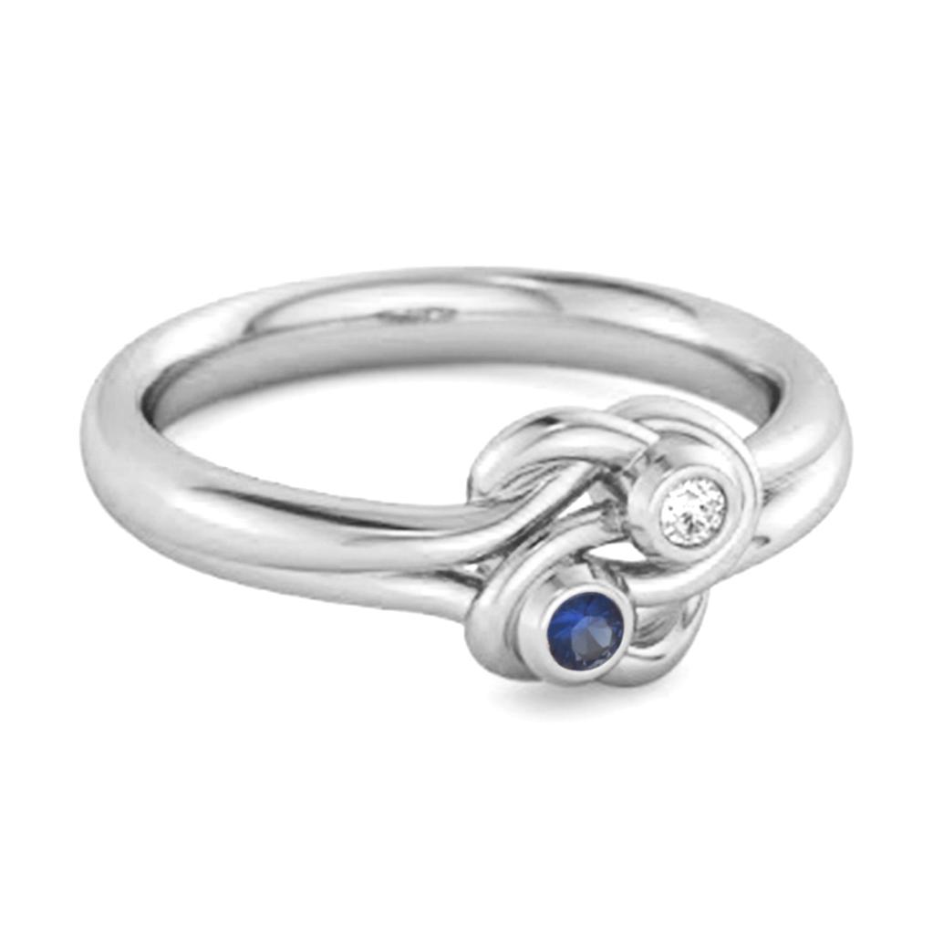 Blue Sapphire Dual Stone Stackable Ring - 925  Sterling Silver