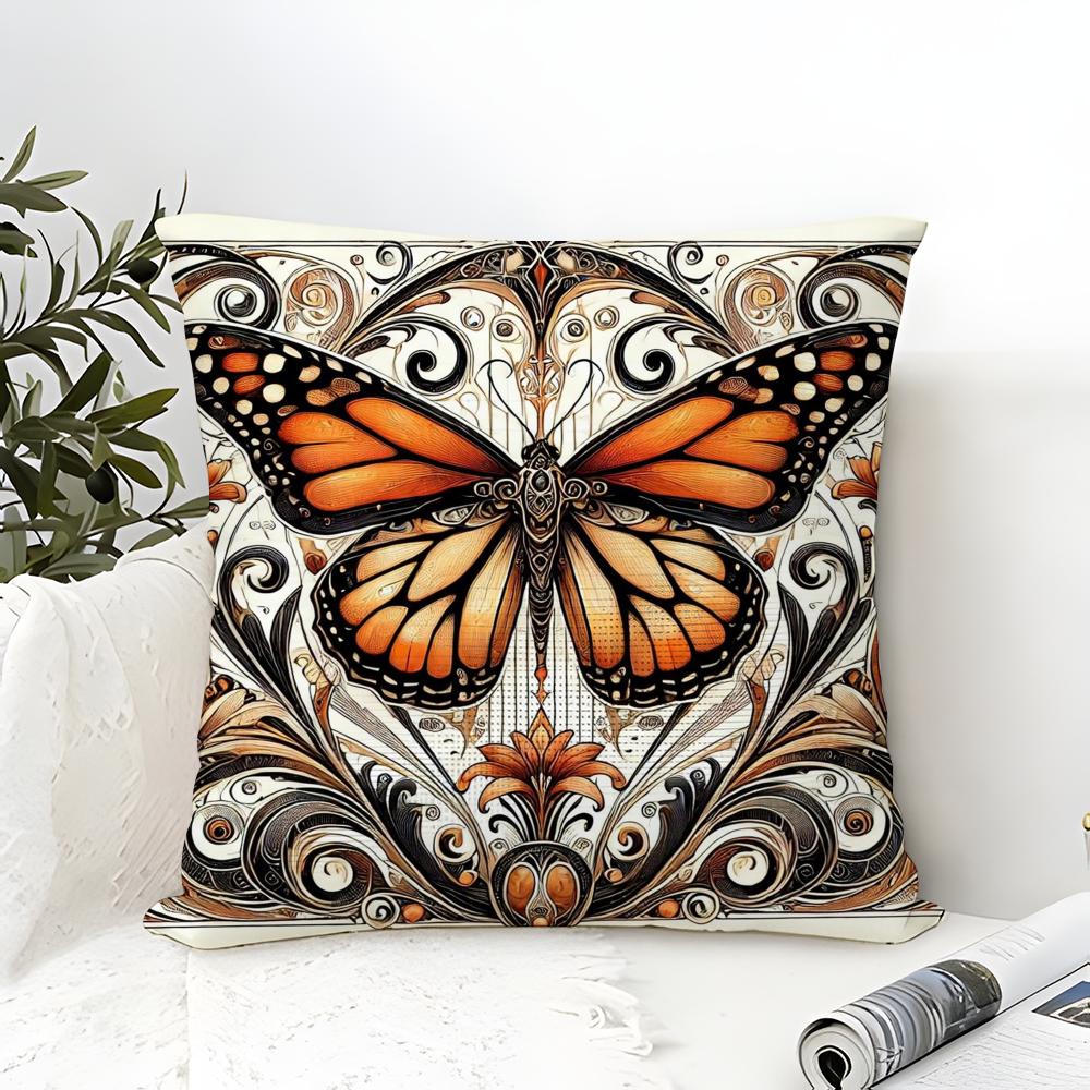 Natural Beautiful Floral And Butterfly Prints Pillow Case Linen Pillow Case Sofa Home Decor Cushion Cover Cushion Cove