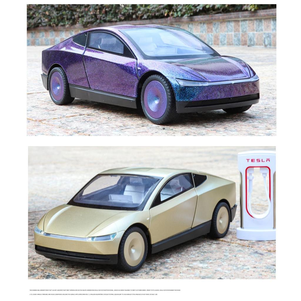 1/24 Legierung Die Cast Tesla ROBOTAXI Automodell Simulation Ton und Licht Ornament für Jungen Spielzeug Halloween Geschenk