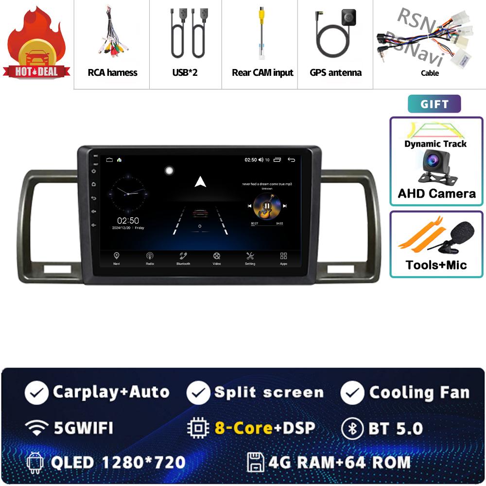 Android 14 Carplay Car Radio For Toyota Hiace 2004 - 2019 Multimedia Video Player Navigation GPS Stereo 2 Din Head Unit WIFI+4G