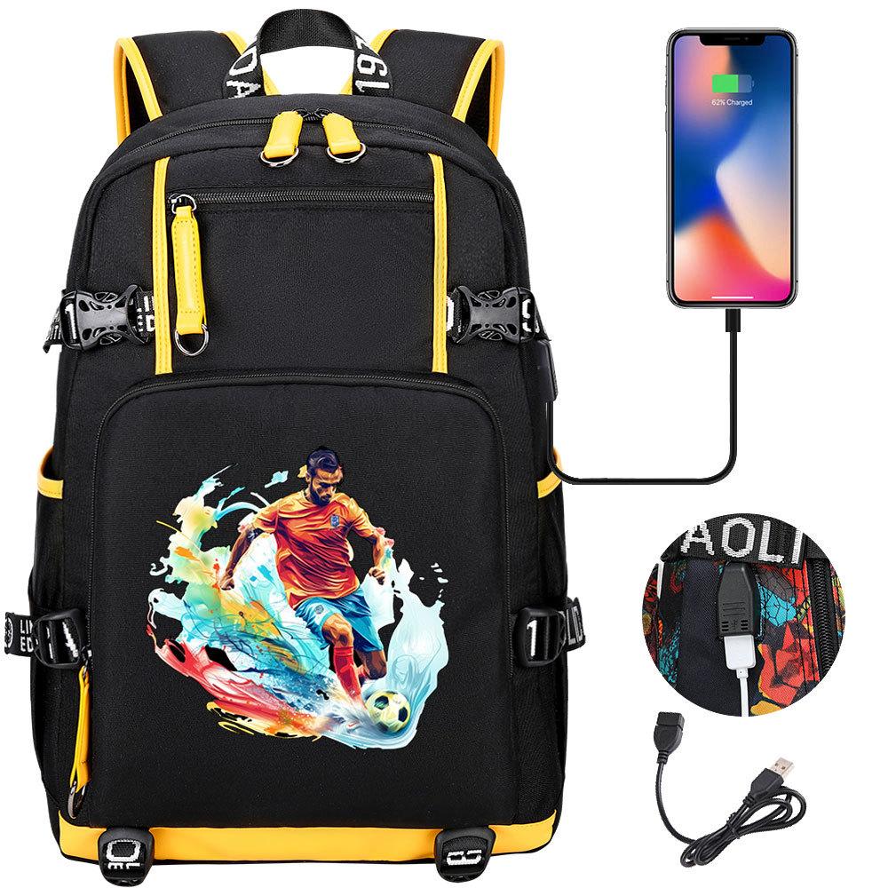 USB Headphone Backpack for Teens Students Boys Girls Leisure Travel Dual Shoulder Bags Soccer Hot Selling Waterproof Large Capacity