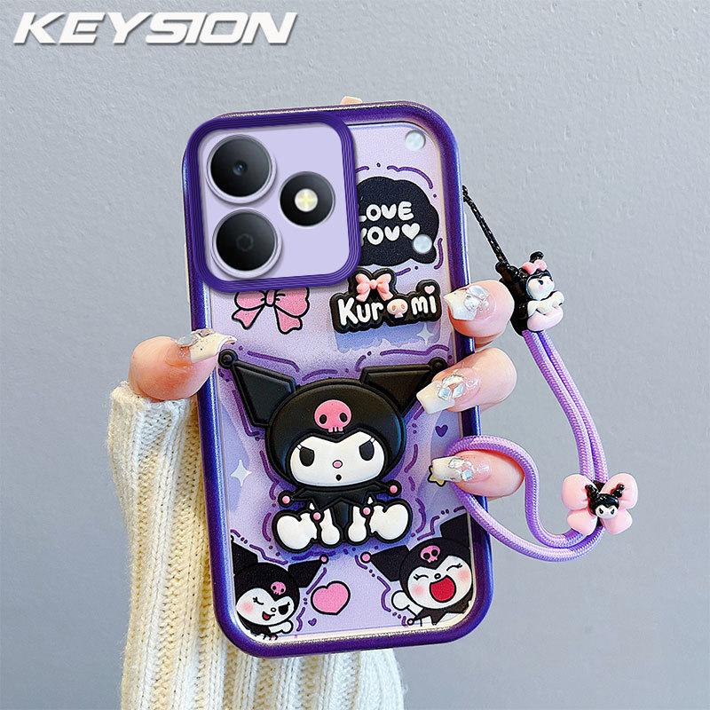 KEYSION Shockproof Case for Realme Note 80 with Lanyard Soft Silicone Cute 3D Cartoon Doll Phone Cover for Realme Note 80