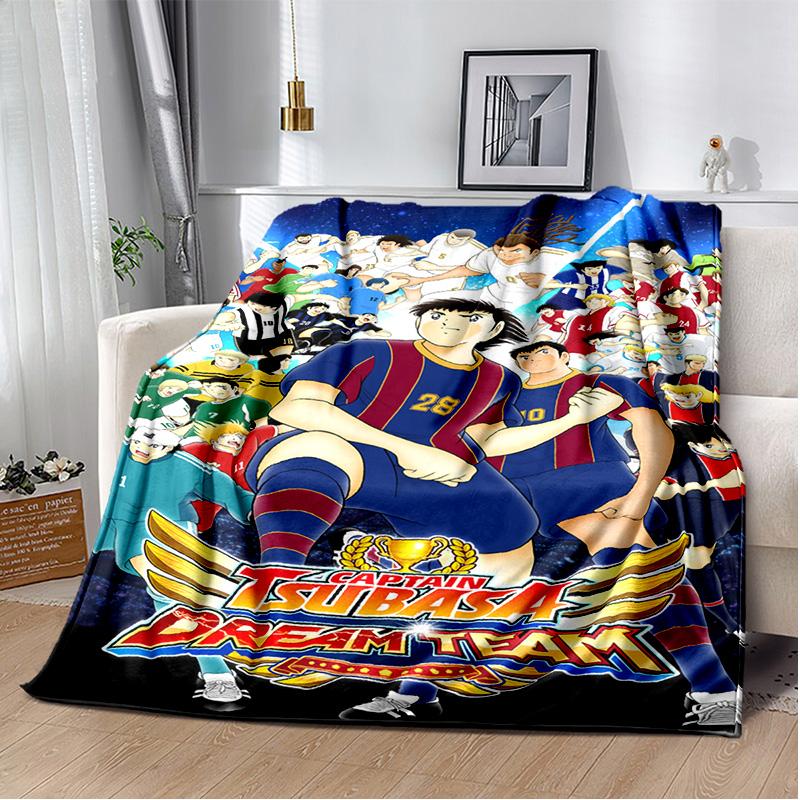 Anime Captain Tsubasa Fußball-Cartoon-Decke, weiche Überwurfdecke für Zuhause, Schlafzimmer, Bett, Sofa, Picknick, Reisen, Büro, Decke, Kind