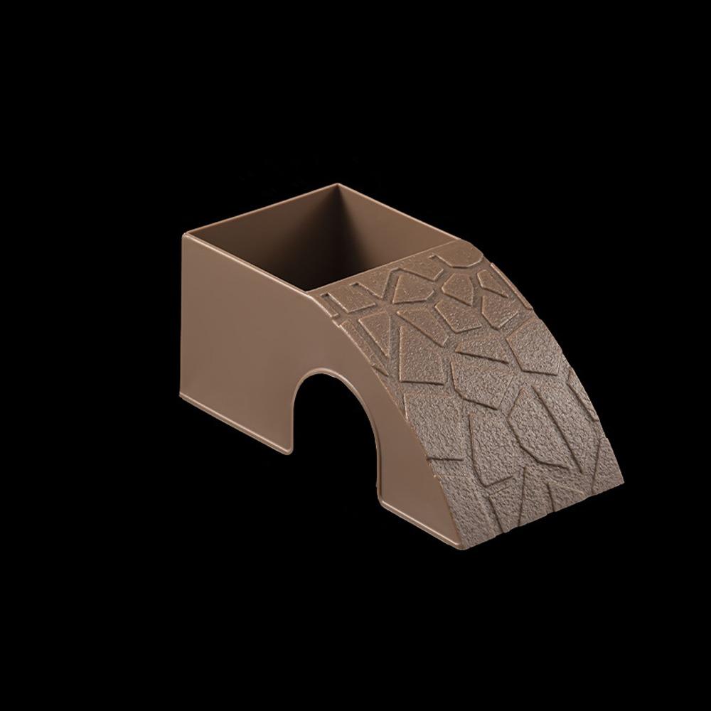 Anti Drowning Reptile Hideout Cave Plastic Automatic Feeding Plate  Landscape Accessories Left Coffee
