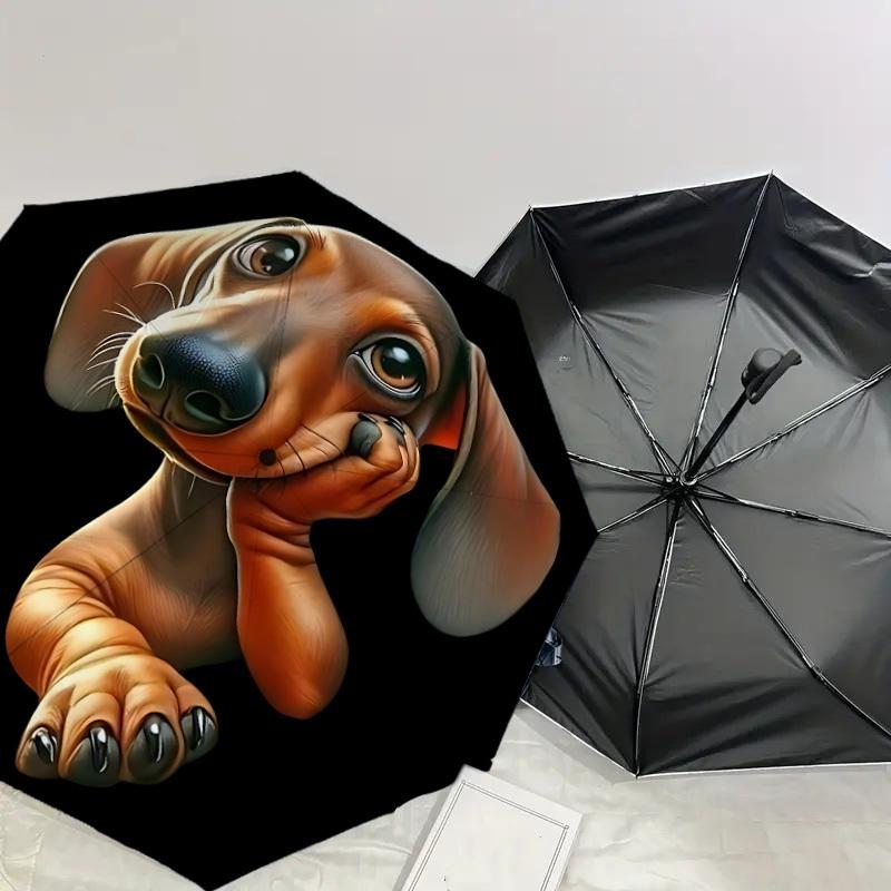1 Stück Dackel Niedlicher Regenschirm - 8 Speichen verstärkt, Automatisches Öffnen, Leicht & Langlebig, Niedliches Modeaccessoire für den Außenbereich, Strand oder Freizeit, Strand U
