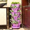 6 Tier Stackable Vertical Planter Stacking Tower Indoor Outdoor Gardening Planter with Movable Casters And Bottom Saucer for Strawberry Herb Flower
