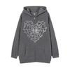 Colorful Spider Web Print Zip Up Hoodie Loose Fit Streetwear Y2K Couple Outerwear