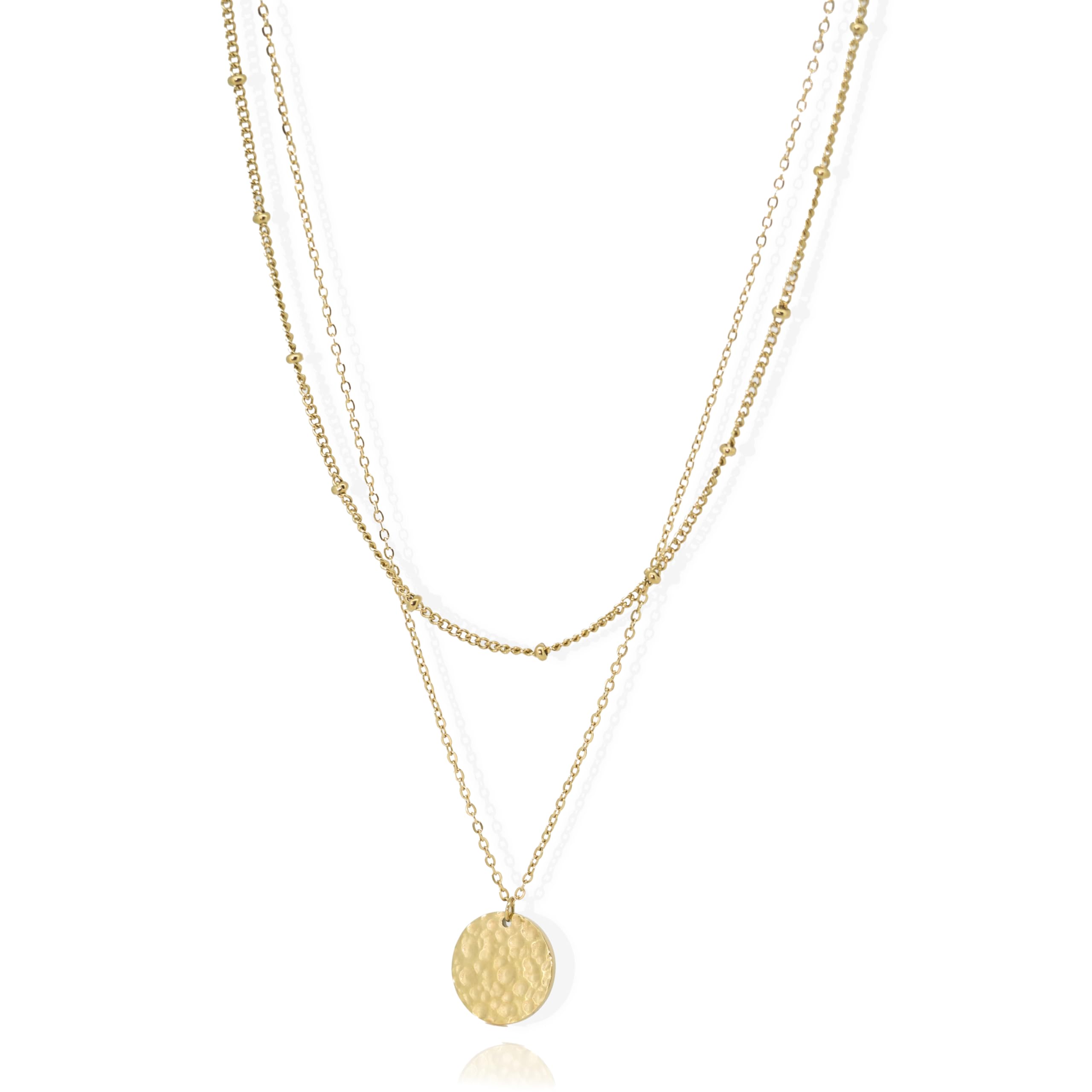 

Necklace for Coin Clavicle Necklace Stainless Simple NPNS095G [Napist] Women, Hypoallergenic, Pendant, 2-Way, Stackable, (Surgical Steel), Accessory,