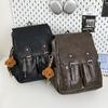 Schoolbag new casual pu schoolbag men's fashion outdoor backpack trendy cool retro large capacity waterproof portable business backpack