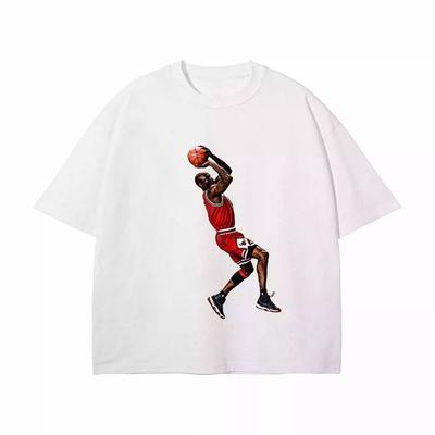2025 Autumn and Winter Couples Pure Cotton T-shirt Men's and Women's Fashion Simple Jump Ball Printing Trend Large Size T-shirt