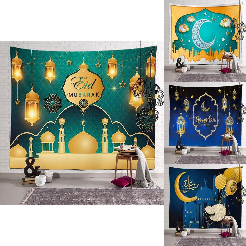 Beautifully Designed Eid Mubarak Tapestry Moon Star Wall Hanging Decor For Ramadan