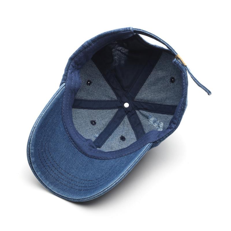 Ripped Denim Baseball Cap, Washed Denim, Outdoor Men's Sun Hat