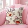 T-Takashi M-Murakami Art Cushion Cover Natural Linen Pillow Case Double-Sided Print Decorative Sofa Pillowcase Home Decor Gift