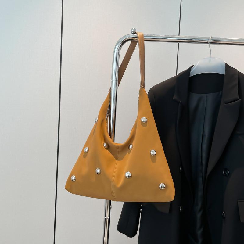 Vintage Decorative Rivet Suede Large Capacity Women Casual Tote Bag Autumn For