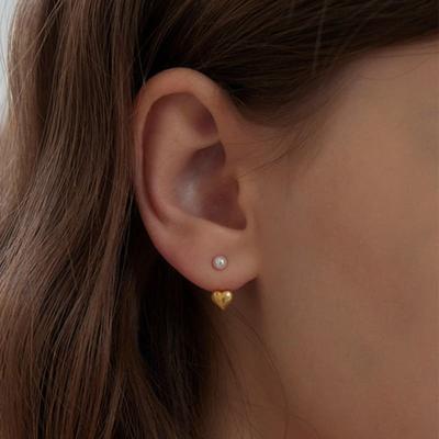 Murmur [925silver]Heart Pearl Earjacket Earrings