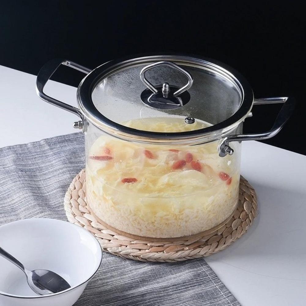 Oală Transparentă Rezistentă la Căldură 2.5/3.5/4.5L Oală de Sticlă pentru Supă Cratită de Sticlă Ustensile de Gătit pentru Bucătărie