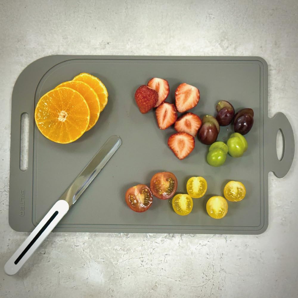 SILTEQ Cleanliness Ally Platinum Silicone Cutting Board Roll Up and Boil for Sterilization Gray - - (Gray)