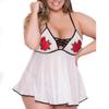 Delicata ragazza sexy lingerie carina taglie forti biancheria intima da donna camicia da notte applique