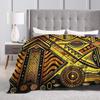 African ethno African Art Black And Gold Knitted Blanket Flannel Super Warm Throw Blanket for Car Sofa Couch Bedroom Quilt