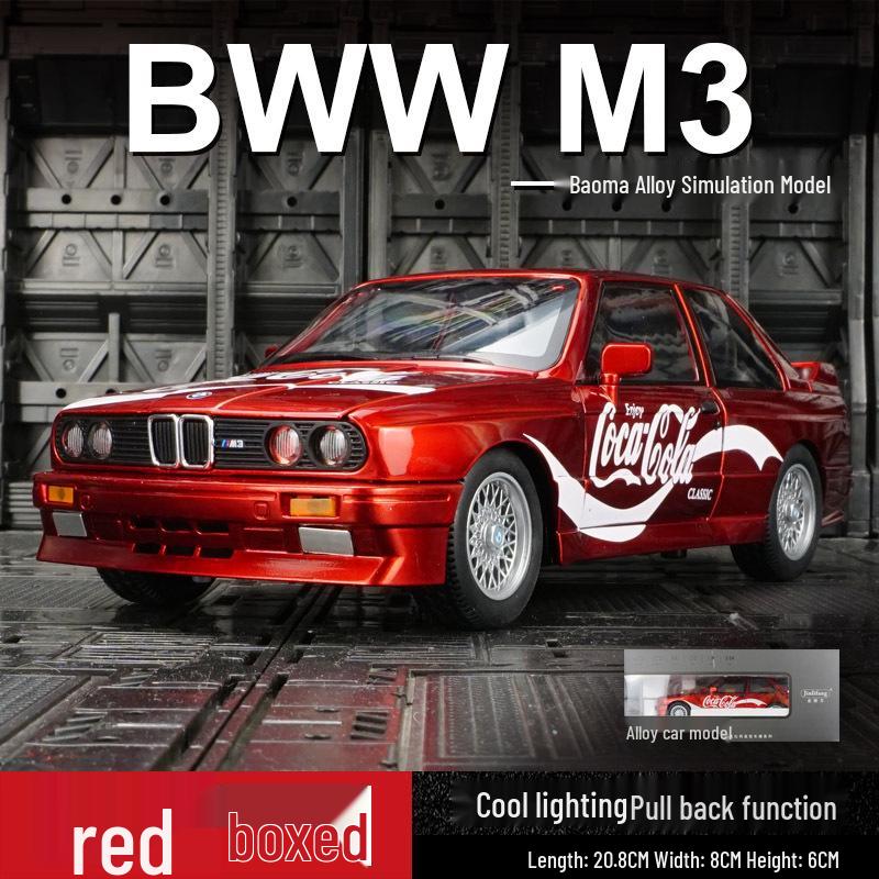

Jinlifang 1901-442 M3 E30 Модель автомобиля из сплава со звуком и светом, Игрушечная машина с инерционным механизмом красный