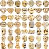 High quality copper Light Gold Plated Rose Heart Diamond Hollow Carving Charm Do It Yourself Bead Charms Compatible With Ideal For Authentic Bracelets