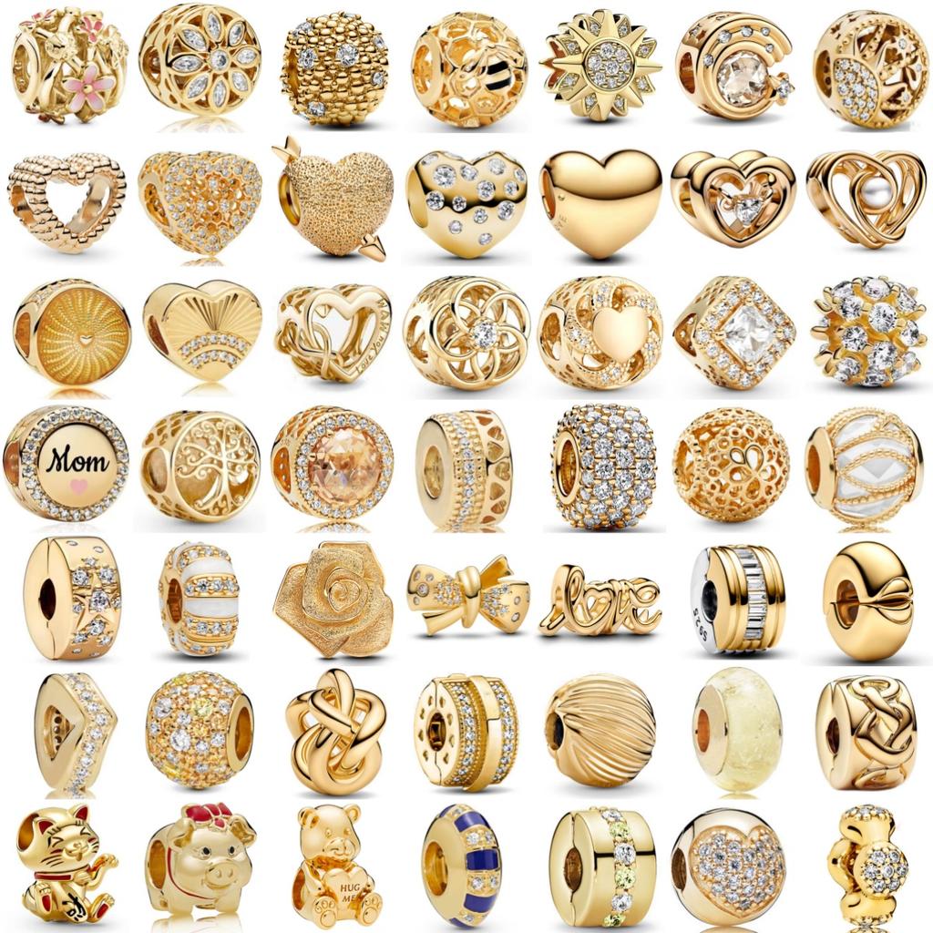 High quality copper Light Gold Plated Rose Heart Diamond Hollow Carving Charm Do It Yourself Bead Charms Compatible With Ideal For Authentic Bracelets