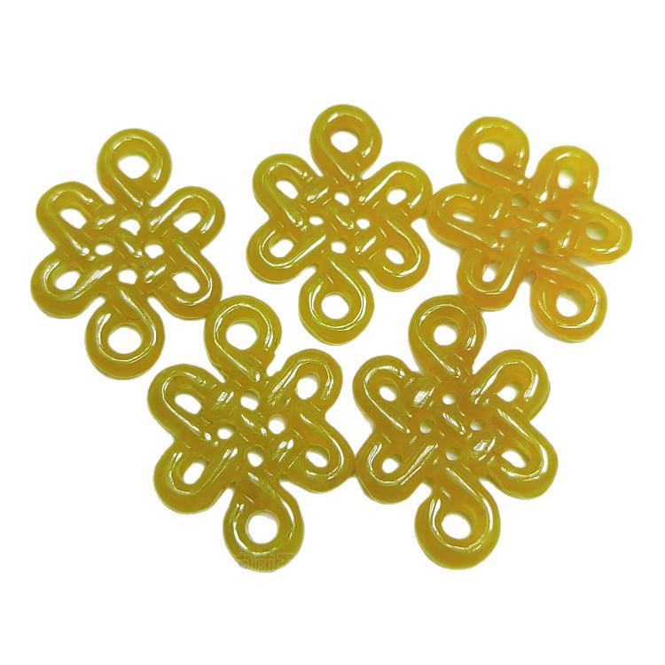 Yellow Jade Concentric Knot Loose Parts for DIY Jewelry: Pendant, Earrings, Bag Accessories.