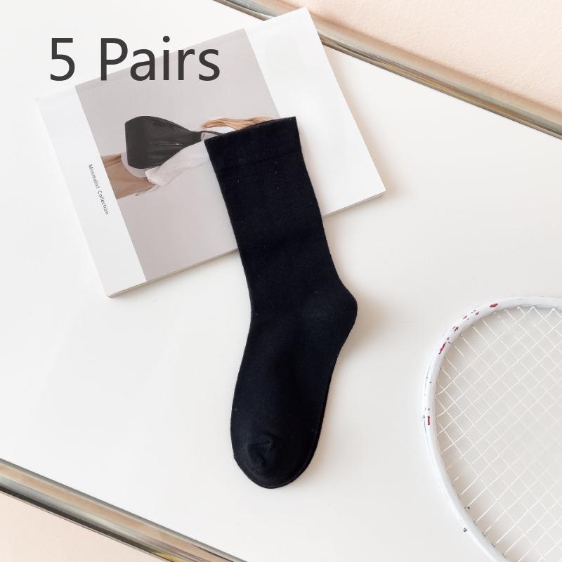 5 Pairs of All Cotton Long Stack Socks for Women In Autumn and Winter