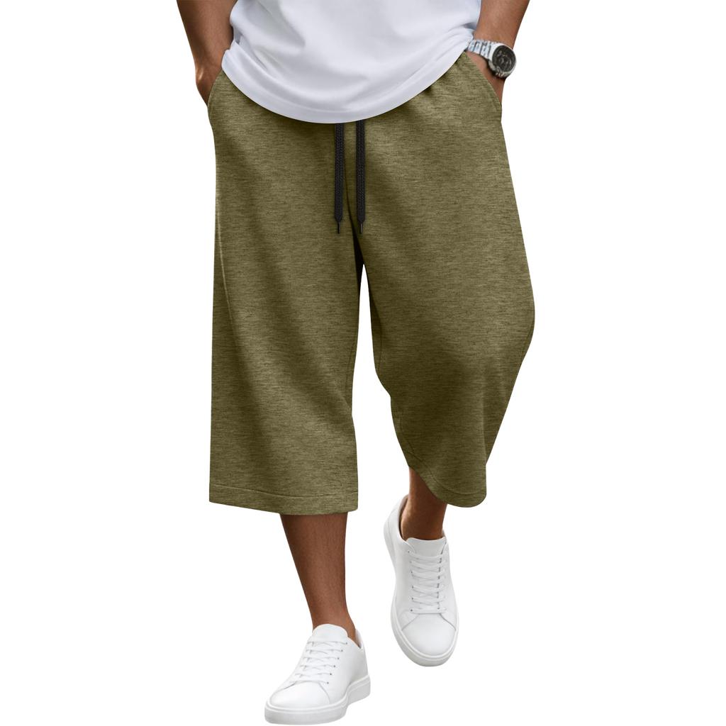 Men Drawstring Waist Casual Loose Fit Knee Length Shorts Lightweight Breathable Fabric Relaxed Style for Everyday Wear