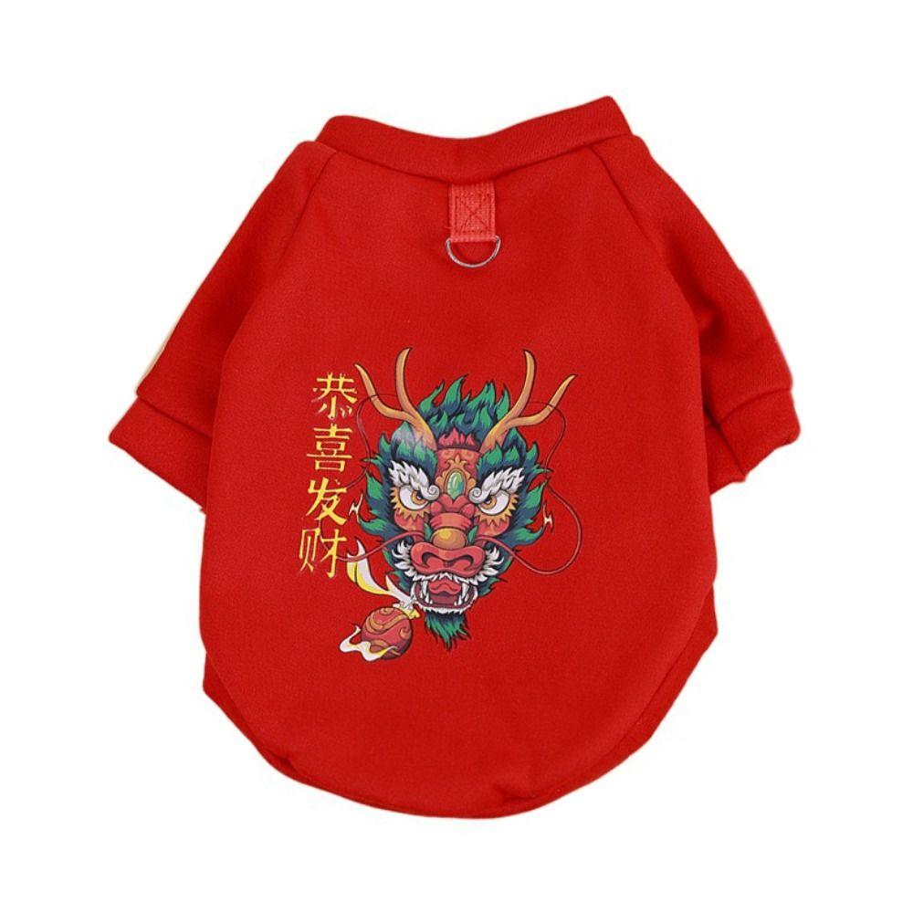 Cartoon Dragon Cats Coat Chinese Style Zodiac Dragon Dog Clothes New Year Dog Hoodies Winter