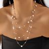 Módní vícevrstvý choker náhrdelník z imitace perel pro ženy Vintage zlatá barva Řetízek s třásněmi na klíční kost Party Svatba Šperky