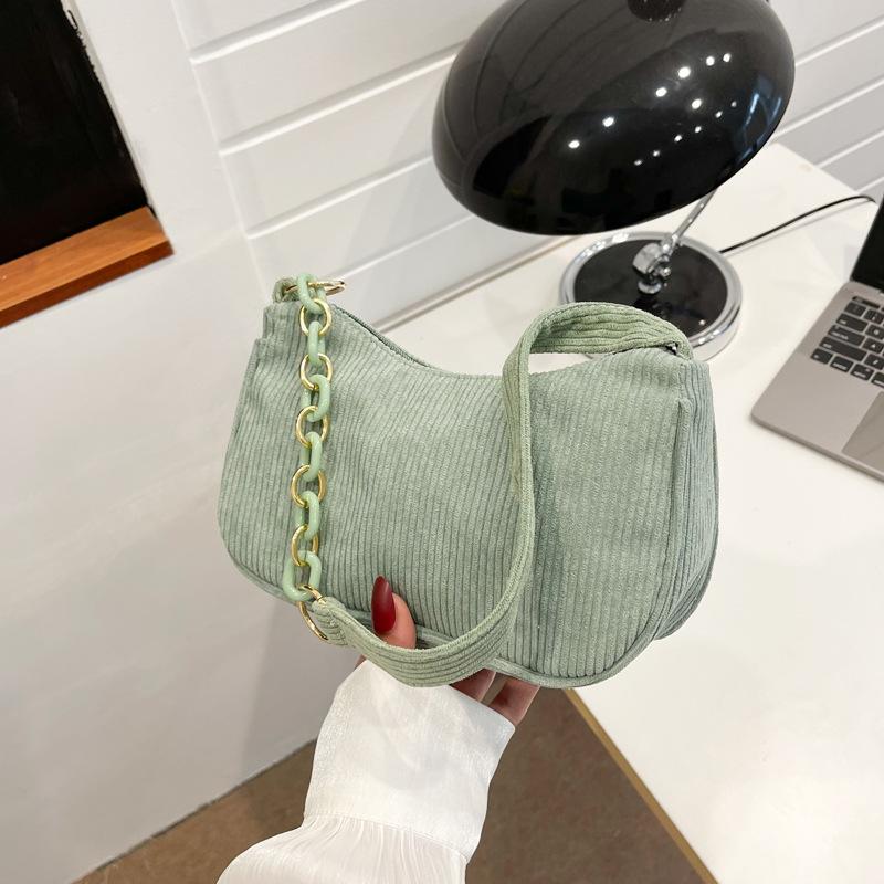 Minimalist Corduroy Crossbody Bag for Women, Single Strap Shoulder Tote, Zipper Closure Mini Square Handbag, Soft Casual Daily Purse