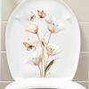 3D Realistic Flower & Butterfly Toilet and Window Stickers, Lifelike Waterproof Removable Bathroom Wall Decals
